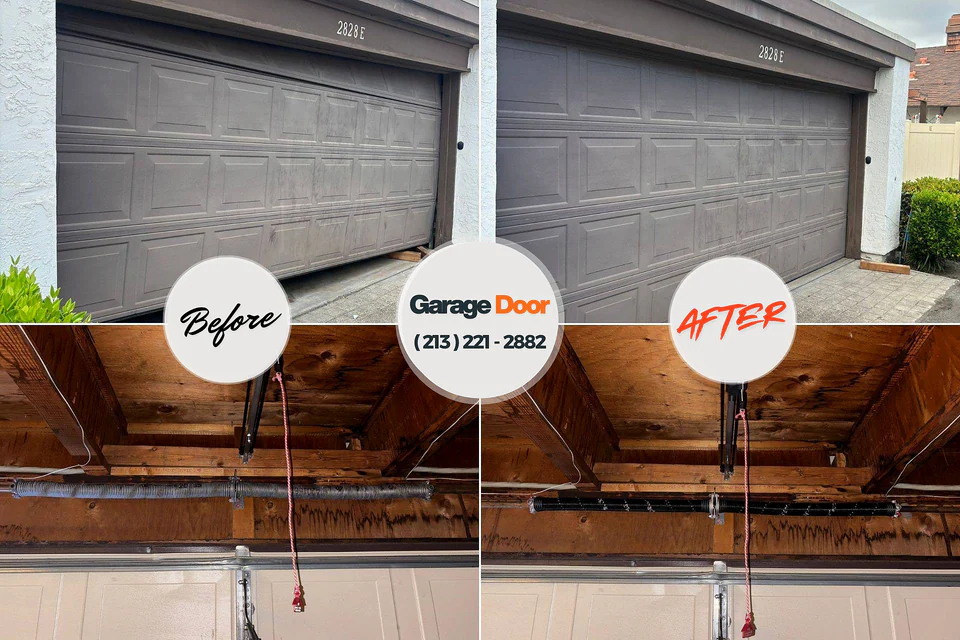 Before and after: garage door spring repair Millers Creek, NC
